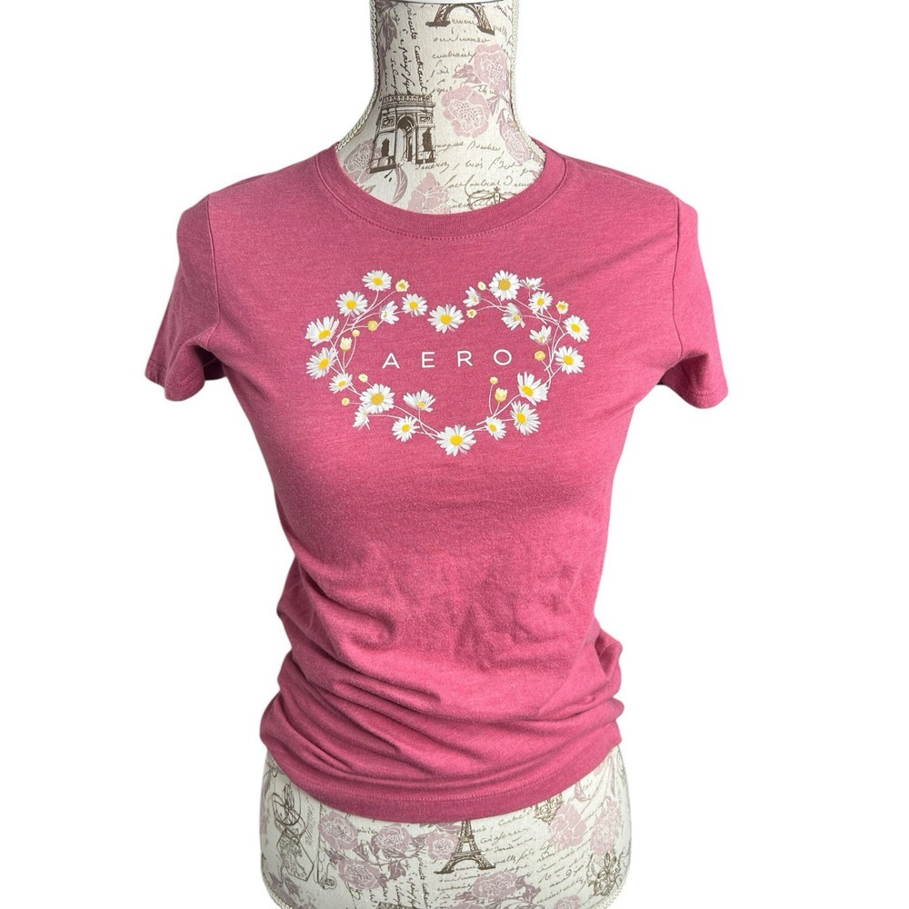 Womens Aeropostale Daisy Love Logo Graphic Tee Shirt - Sz S - Picture 5 of 7